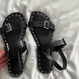 Black two strap sandals
